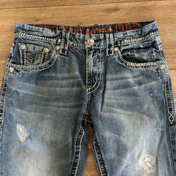 Rock Revival Justin Relaxed Straight Jeans Sz 33 - Picture 4 of 16